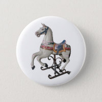 Vintage Wooden Horse Carousel Button