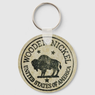 Vintage Wooden Nickel Keychain