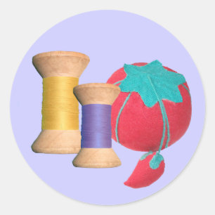 Vintage Wooden Spool Series Classic Round Sticker