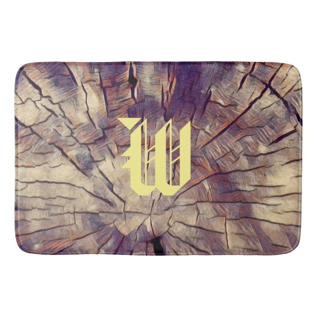 Vintage wooden tree trunk background Customizable  Bath Mat (Front)