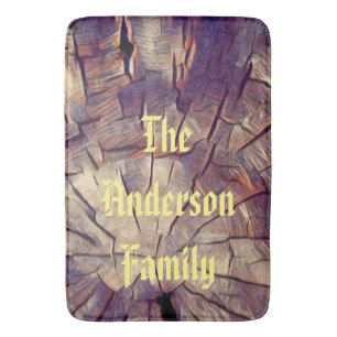 Vintage wooden tree trunk background customizable bath mat
