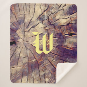 Vintage wooden tree trunk background customizable sherpa blanket