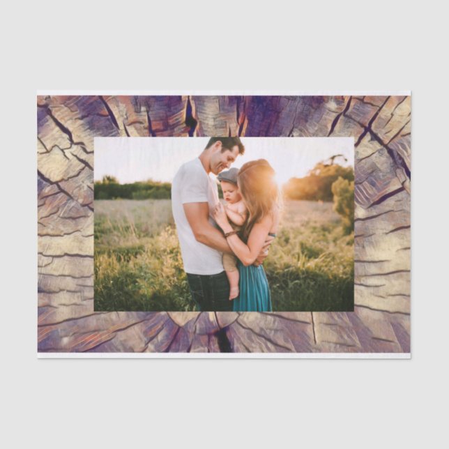 Vintage wooden tree trunk background customizable tissue paper (Front)