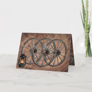Vintage Wooden Wagon Wheels Card