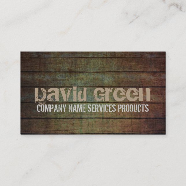 vintage woodgrain handyman construction carpenter business card (Front)