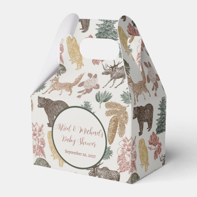 Vintage Woodland Animals Baby Shower  Favor Box (Front Side)
