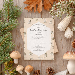 Vintage Woodland Baby Animals Baby Shower Invitation