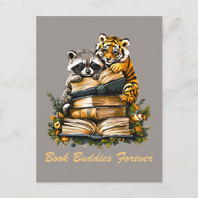 Vintage Woodland Book Club Announcement Postcard (Front)