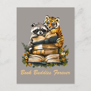 Vintage Woodland Book Club Holiday Postcard