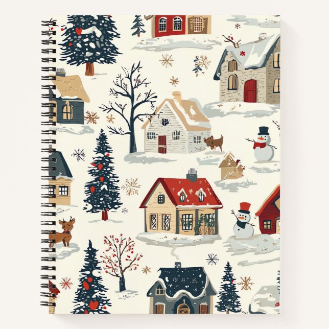 Vintage Woodland Christmas Pattern (11) Notebook (Front)