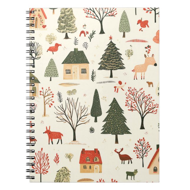 Vintage Woodland Christmas Pattern (16) Notebook (Front)