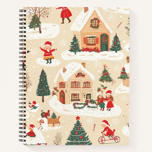 Vintage Woodland Christmas Pattern (19) Notebook (Front)