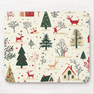 Vintage Woodland Christmas Pattern (1) Mouse Pad