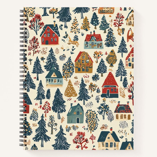 Vintage Woodland Christmas Pattern (20) Notebook (Front)