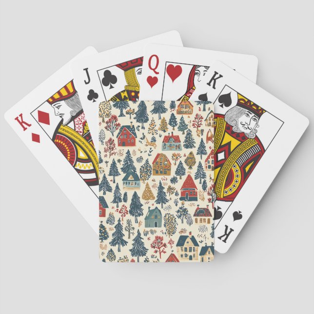 Vintage Woodland Christmas Pattern (20) Playing Cards (Back)
