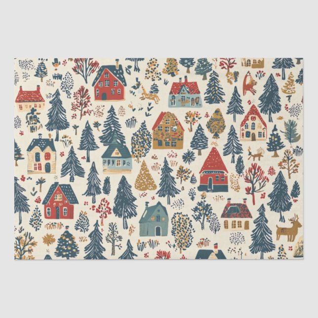 Vintage Woodland Christmas Pattern (20) Tissue Paper (Front)