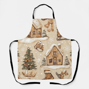 Vintage Woodland Christmas Pattern (3) Apron