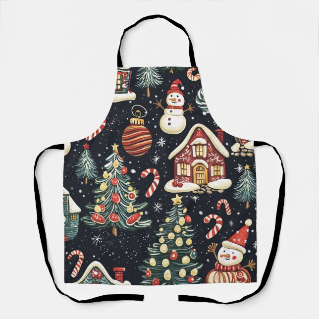 Vintage Woodland Christmas Pattern (5) Apron (Front)