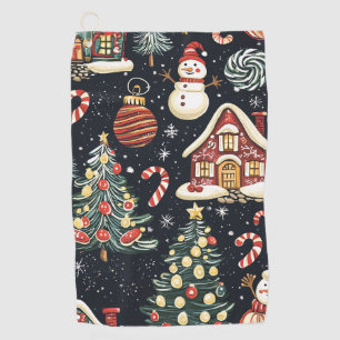 Vintage Woodland Christmas Pattern (5) Golf Towel