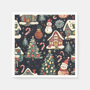 Vintage Woodland Christmas Pattern (5) Napkin