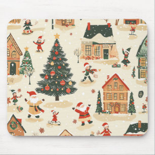 Vintage Woodland Christmas Pattern (8) Mouse Pad