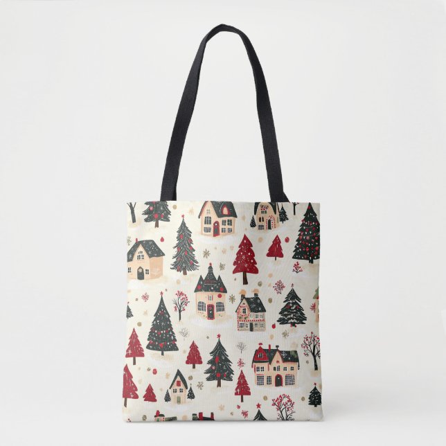 Vintage Woodland Christmas Pattern (9) Tote Bag (Front)