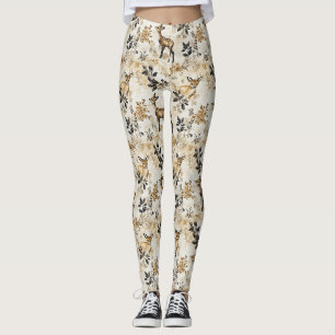 Vintage Woodland Deer Pattern Leggings