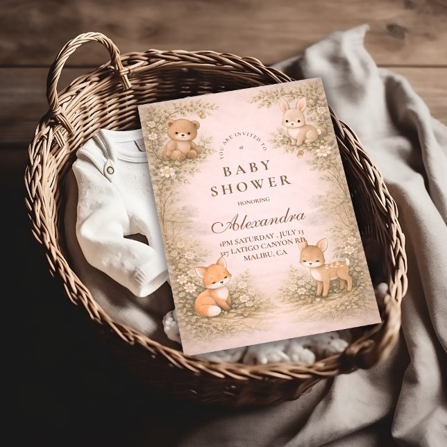Vintage Woodland Forest Animals Baby Shower Invitation (Creator Uploaded)