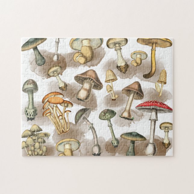 Vintage Woodland Forest Mushrooms Jigsaw Puzzle (Horizontal)
