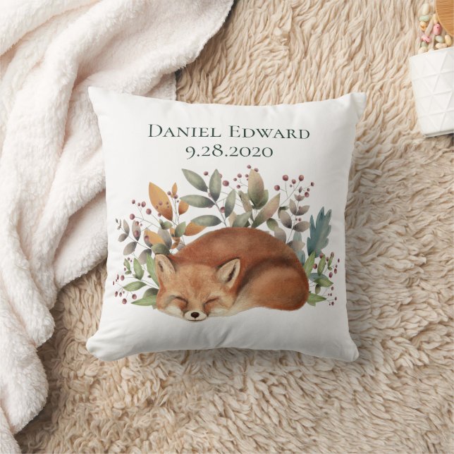 Vintage Woodland Fox Home Sweet Home Throw Pillow (Blanket)