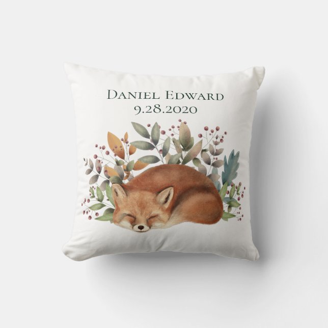 Vintage Woodland Fox Home Sweet Home Throw Pillow (Front)