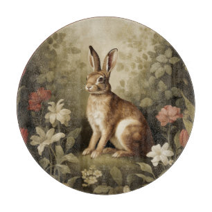Vintage Woodland Rabbit in a Floral Forest Cutting Board