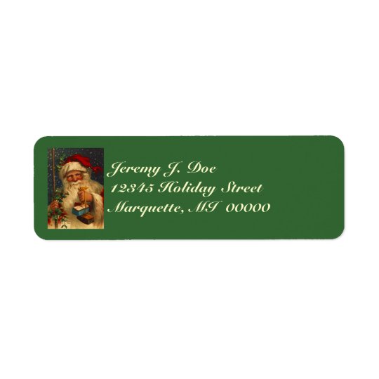 Vintage Woodland Santa W/ Gifts Snowing Labels