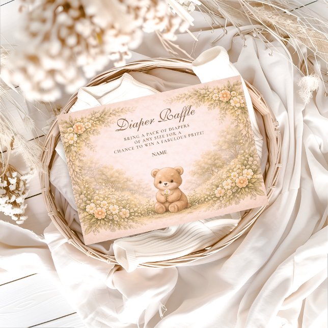 Vintage Woodland Teddy Diapper Raffle  Enclosure Card (Creator Uploaded)