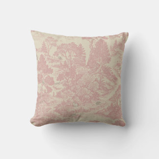 Vintage Woodland Toile Forest Animals Cottagecore Throw Pillow