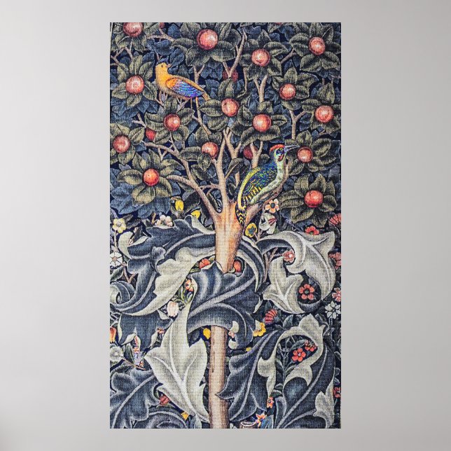 Vintage Woodpecker Floral Tapestry William Morris Poster (Front)
