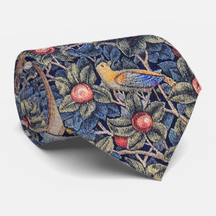 Vintage Woodpecker Floral Tapestry William Morris Tie