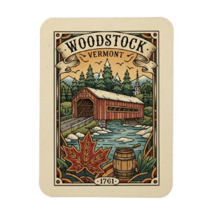 Vintage Woodstock Vermont Travel Magnet