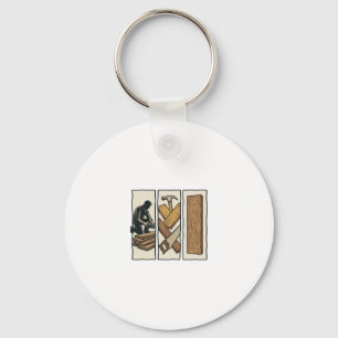 Vintage Woodworking Tools Engraving T-Shirt Design Keychain
