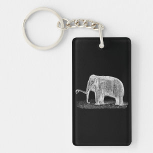 Vintage Woolly Mammoth Illustration Wooly Mammoths Keychain