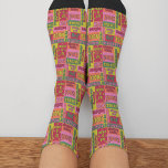 Vintage Word Collage 1970s Style Christmas Pattern Socks<br><div class="desc">Add a vintage touch to your Christmas outfit this year with these retro style socks. They feature a collage of Christmas greetings and sayings in a seventies style colour palette of pink,  orange,  red,  green and lime green.</div>
