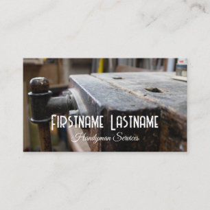 Vintage work bench rustic tools handyman services business card