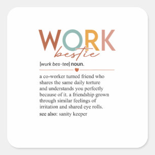 Vintage Work Bestie Definition Teachers Nurses Bos Square Sticker