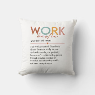 Vintage Work Bestie Definition Teachers Nurses Bos Throw Pillow