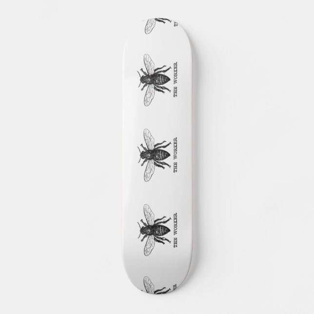 Vintage Worker Bee Illustration Art Skateboard (Front)
