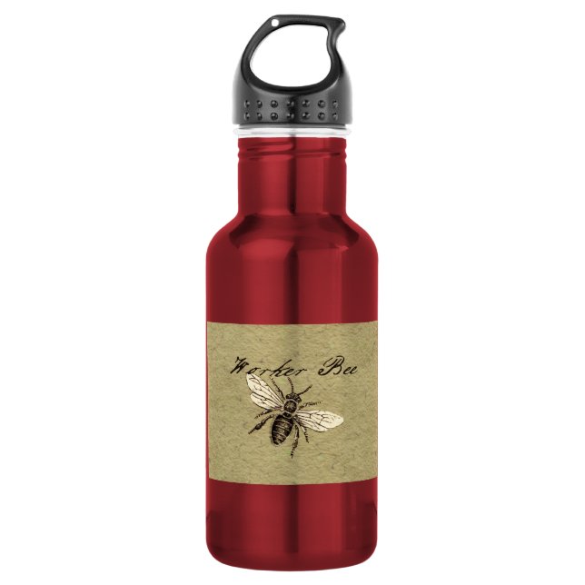 Vintage Worker Bee Insect Illustration Antique 532 Ml Water Bottle (Front)