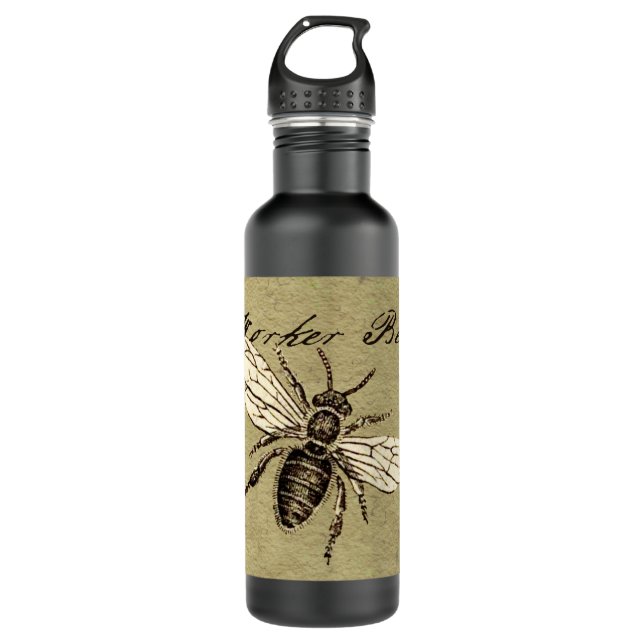 Vintage Worker Bee Insect Illustration Antique 710 Ml Water Bottle (Front)