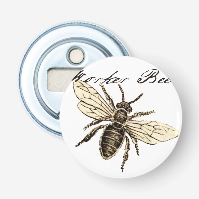 Vintage Worker Bee Insect Illustration Antique Bottle Opener (Front)