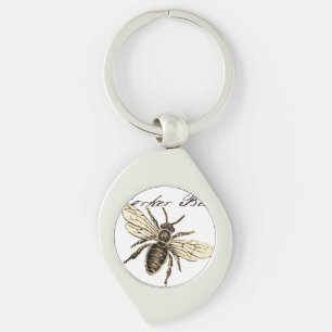 Vintage Worker Bee Insect Illustration Antique Keychain
