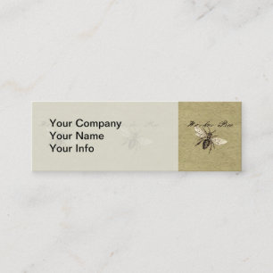 Vintage Worker Bee Insect Illustration Antique Mini Business Card